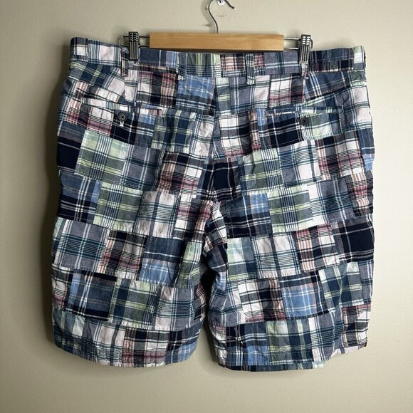 Brooks Brothers Bermuda Shorts Mens 38 Madras Plaid 100% Cotton Patchwork Preppy - Picture 8 of 11